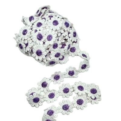 Lmlliang 5Yards 25mm Purple Daisy Flowe Decorating Lace Embroidered Trim Ribbons DIY Handmade Patchwork Ribbon Sewing Supplies Crafts