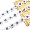 Lmlliang 5Yards 25mm Purple Daisy Flowe Decorating Lace Embroidered Trim Ribbons DIY Handmade Patchwork Ribbon Sewing Supplies Crafts view 3