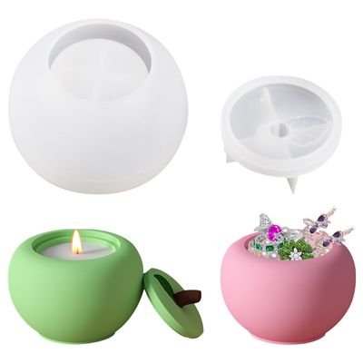 FineInno Jar Resin Mold,Apple Shaped Box Silicone Mold with Lid Epoxy Resin Casting Crafts Mold for DIY Candle Holder Ornaments,Jewelry Storage Box,Home Decoration
