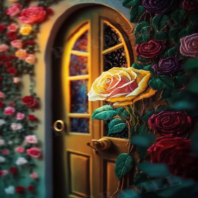 Diamond Painting Full Round Diamond Covered Digital Crystal Rose Flower Shop Paintings,Glorious Wall Art and Unique Holiday Gifts (Multiple Sizes 12X12 Inch) Shop Decor Club Decor