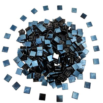 320PCS Square Iridescent Stained Glass Mosaic Tiles, 1.1LB Mosaic Tiles for DIY Crafts, 0.6" Bright Mosaic Glass Pieces for Art Craft and Home Decorations (Iridescent Black F831, 0.6")