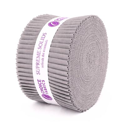 Choice Fabrics Supreme Solids - Jelly Roll (20 cuts) - Premium 100% Cotton Quilting Fabric (Light Ash Grey), FE-62210-001