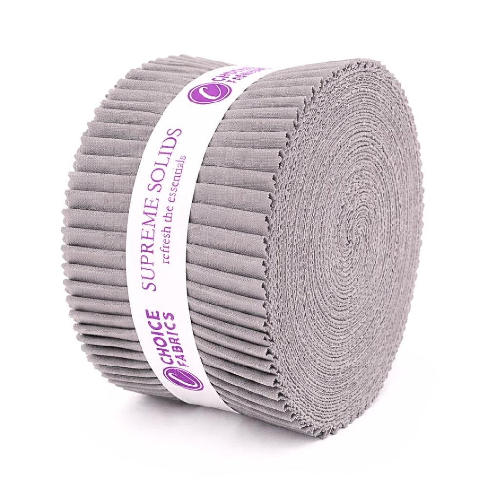 Choice Fabrics Supreme Solids - Jelly Roll (20 cuts) - Premium 100% Cotton Quilting Fabric (Light Ash Grey), FE-62210-001
