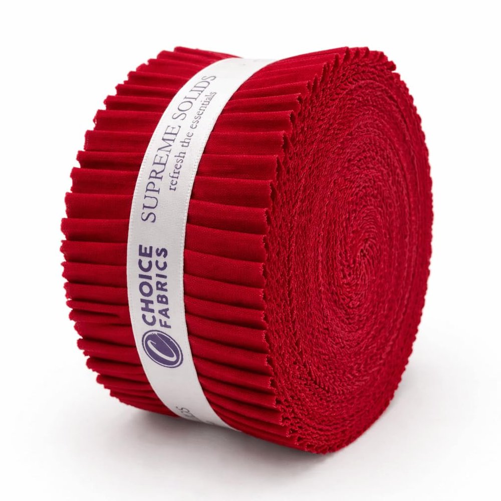 Choice Fabrics Supreme Solids - Jelly Roll (20 cuts) - Premium 100% Cotton Quilting Fabric (Scarlet)