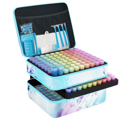 LIRUNQIU Diamond Painting Storage Containers, 240 Slots Diamond Painting Accessories and Tools for Diamond Art Organizer Case(Blue)