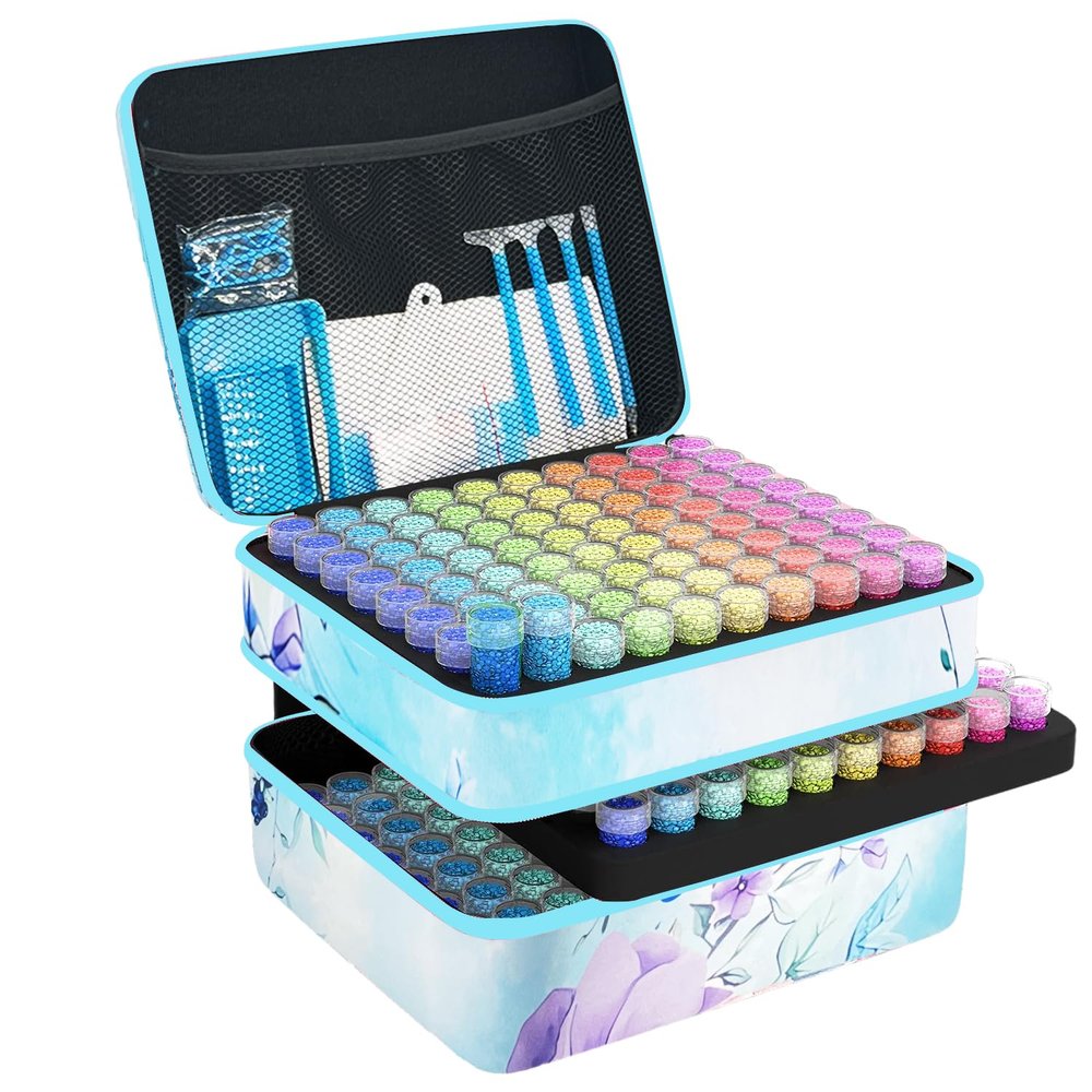 LIRUNQIU Diamond Painting Storage Containers, 240 Slots Diamond Painting Accessories and Tools for Diamond Art Organizer Case(Blue)