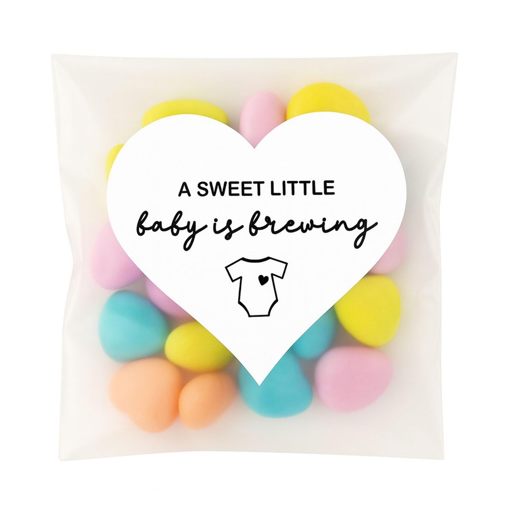 120-Pack 'A Sweet Little Baby is Brewing' Heart-Shaped Stickers Premium Choice for Baby Shower Decor, Gender Reveal Parties & Pregnancy Announcements
