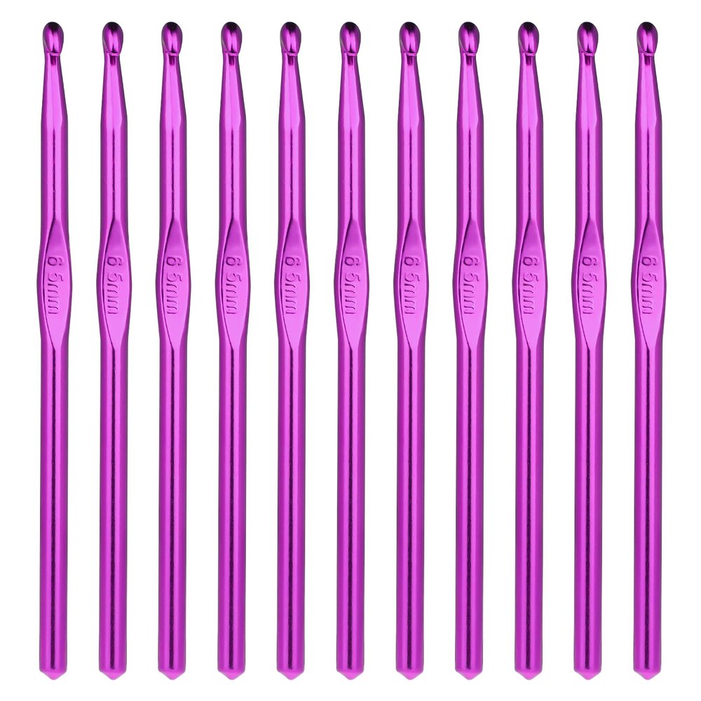 Abeillo 12 PCS 6.5 mm Crochet Hook, US Size K/10.5 Crochet Hooks Aluminum Knitting Needles for Yarn Craft, Crochet Needles