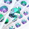 JINJIAO Sew On Rhinestone,Round Shape Flatback Sew On Crystal Mixed Size Sewing Gems with Holes for Clothes Shoes Costume Garment DIY CraftsGreen view 2