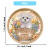 DIY Diamond Serving Tray Round Handmade Diamond Art Painting Wooden Breakfast Tray with Handles Dinner Plate for Coffee Living Room Home Organizer Diameter 21.5cm-White Puppy-Small view 3