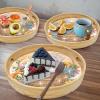 DIY Diamond Serving Tray Round Handmade Diamond Art Painting Wooden Breakfast Tray with Handles Dinner Plate for Coffee Living Room Home Organizer Diameter 21.5cm-White Puppy-Small view 4