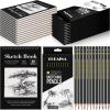 Humyoun 36 Pcs Top Spiral Bound Sketch Pad with Drawing Pencils Set, 5.5 x 8.5 Inch Sketchbook, 68lb(100gsm) Thick Paper, Charcoal & Graphite Pencils (12B-4H) for Shading, Artists & Beginners view 1