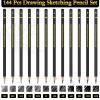 Humyoun 36 Pcs Top Spiral Bound Sketch Pad with Drawing Pencils Set, 5.5 x 8.5 Inch Sketchbook, 68lb(100gsm) Thick Paper, Charcoal & Graphite Pencils (12B-4H) for Shading, Artists & Beginners view 4