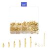 uxcell 120Pcs Slide on End Clasps, 10/13/16/20/25/30mm Tube Ball Bead Slider Crimp Ends for Multi-Strand DIY Craft Making, Gold Tone view 1