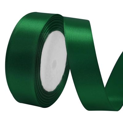 Lrybbon Forest Green Satin Ribbon 1 Inch x 25 Yards Solid Fabric Polyester Satin Ribbon for Gift Wrapping Art Craft Flower Bouquet Hair Bows Making Wedding Party Decoration Sewing Projects