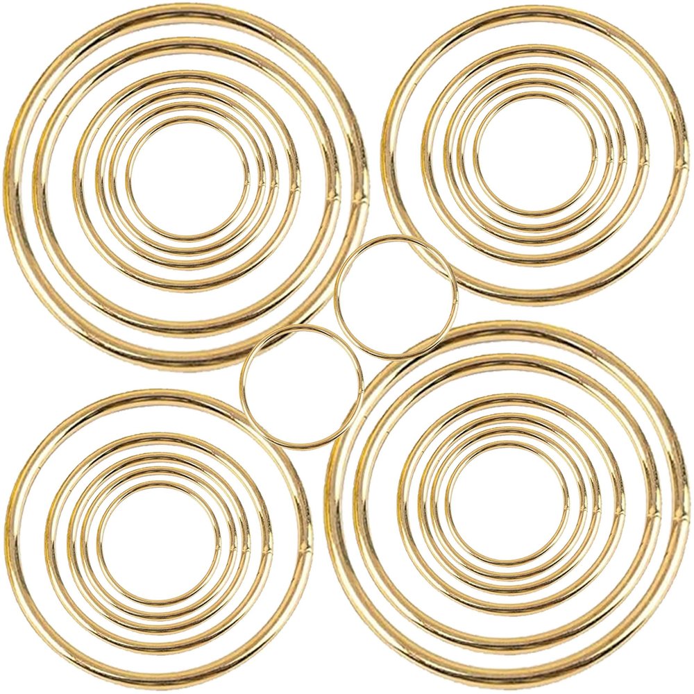 24Pcs Macrame Hoops Ring, BetterJonny 6 Sizes Metal Craft Rings Hoops Gold Dream Catcher Rings Wreath Hoop Rings for Home Decorations DIY Crafts and Wall Hanging Crafts(2in,3in,4in,5in,6in,8in)