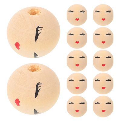 LALAFINA Wooden Beads Faces 20pcs Wooden Craft Beads for Diy Jewelry Bracelets Necklaces
