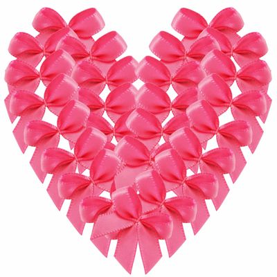 Micomon 50pcs Tiny 1-Inch Hot Pink Mini Satin Ribbon Bows for Crafts Polyester Double Face Bows Mini Ribbon Bows Appliques for Sewing, Scrap-Booking Baby Shower(Hot.Pink)
