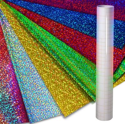 VViViD Mosaic+ Glitter Holographic Crafting Vinyl, 12" x 13", 7 Color Bundle, with Transfer Paper