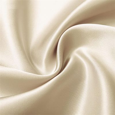 16 Momme 55''Width 92% Silk 8% Spandex Silk Stretch Satin Fabric for Blouse, Dresses, Pajamas DIY Crafts(Beige, 2 Yards)