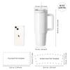PYD Life 2 Pack 40 OZ Sublimation Tumblers with Handle White Blanks Stainless Steel Cups Mugs with Lid and Plastic Straw for Sublimation Oven Tumbler Heat Press Printing view 2