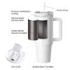 PYD Life 2 Pack 40 OZ Sublimation Tumblers with Handle White Blanks Stainless Steel Cups Mugs with Lid and Plastic Straw for Sublimation Oven Tumbler Heat Press Printing view 3