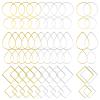Oubaka 192pcs Earring Hoop Jewelry Making, 3 Shapes Earrings Beading Hoop Bulk Hypoallergenic Square Teardrop Round Earring Findings for DIY Crafts Accessories Supplies (Gold&Silver) view 1