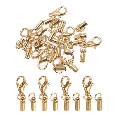 MECCANIXITY Fold Over Cord End Caps Rose Gold 3mm OD with Crimp Covers Lobster Claw Clasps DIY Jewelry Making for Bracelets and Necklaces Crafting 20 Pcs