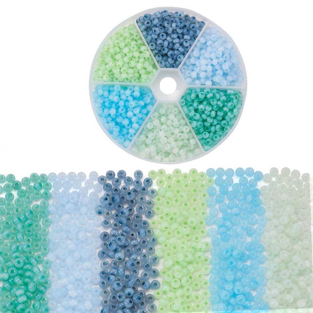 1080Pcs 4mm Glass Seed Beads Blue Crystal Pony Beads Rondelle Cat Eye Bead Japanese Seed Beads Beading Waist Beads Kit for Hair Waist Crafts Earring Necklace Jewelry Making