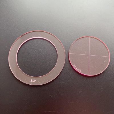 2.5'' Circle Acrylic Template, Two-part, for Cutting with 3/8" Seam Allowance (Pink)