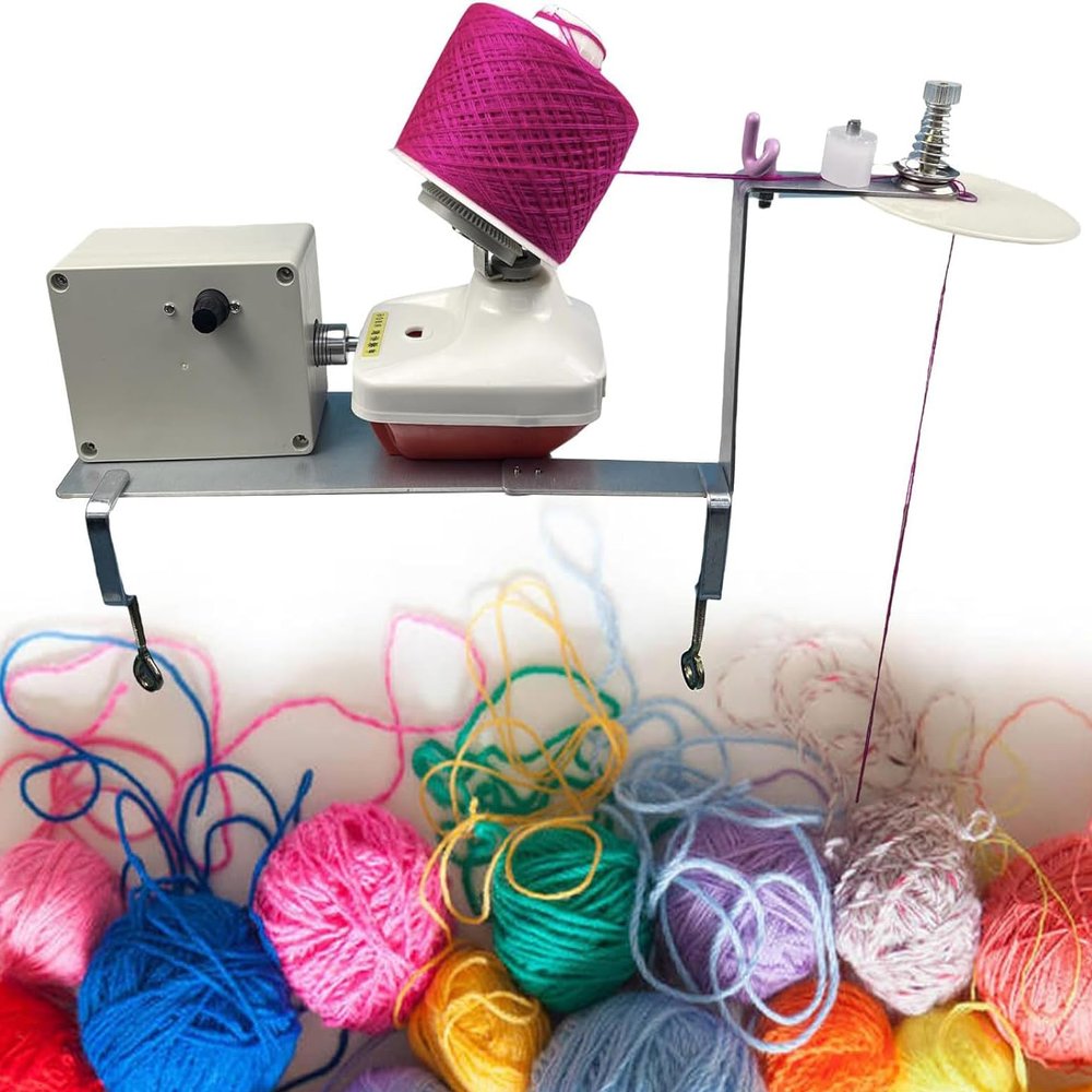 Kadxyan Electric Yarn Ball Winder, 150g Automatic Yarn Winder for Crocheting, Knitting, Low Noise, Adjustable Speed, Compact and Convenient, Desktop Automatic Yarn Winder for Metal, Wool, Nylon Yarn