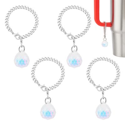 UNICRAFTALE 4Pcs Cup Charms Crystal Pendant for Tumblers Chain Accessories Stainless Steel Tumbler Charms Teardrop Water Bottle Chain Charms for Tumblers Bottle Cup Accessories
