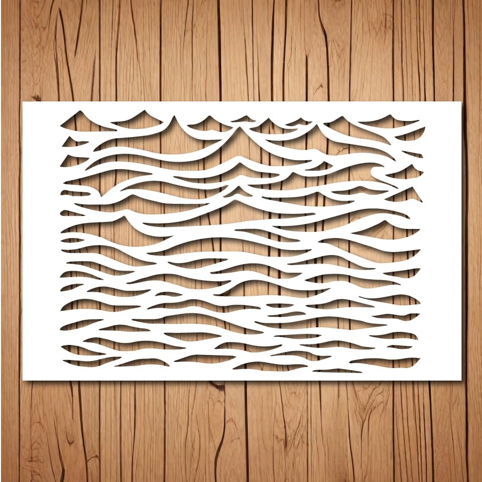 Wave Stencil | Reusable Ocean Wave Waves Stencils for Painting on Wood, Glass, Wall, Rock, Fabric, Walls, Canvas, Glassware | Ocean Waves Stencil Template (8.5"x 11")