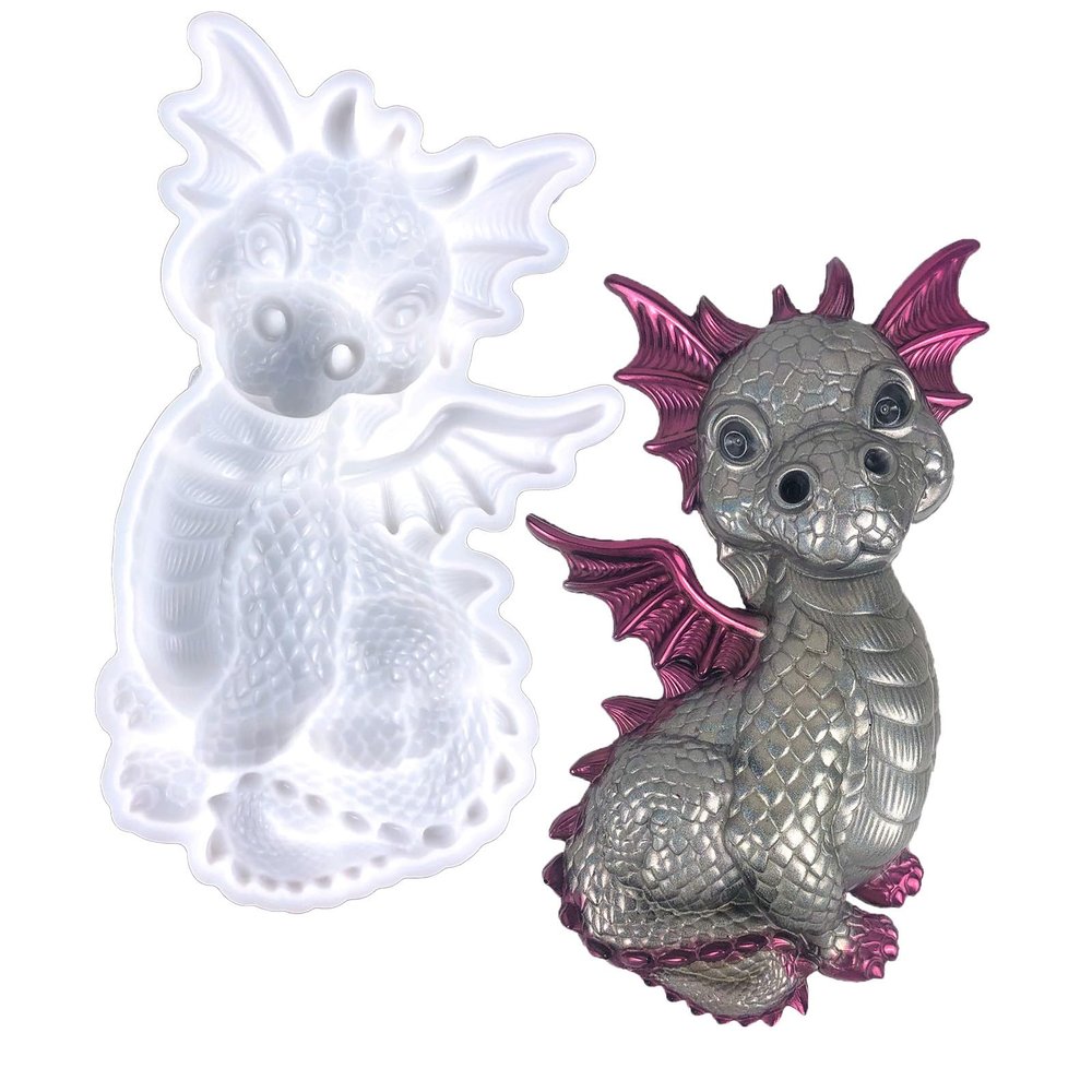 Little Flying Dragon Resin Molds Silicone,Fly Dragon Silicone Molds for Epoxy Resin,Mold for Epoxy Casting,for Wall Door Hanging Home Decor Cabinets Ornament Craft