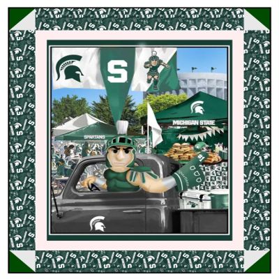 College Quilt Kit - Spartans Tailgate Panel - Pre-Cut Fabrics - Premium Licensed Fabrics for Quilting - Lap Size (47"x55") (Michigan State)