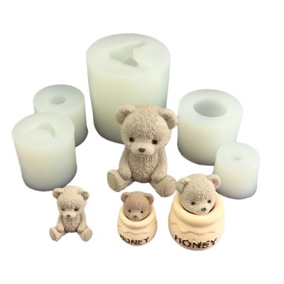 NineTribe Basics Bear Candle Molds,Bear Shaped Candle Molds Bear Resin Molds for DIY Candle Soap Chocolate Cake Fondant Decorations Muffins Mousses, White