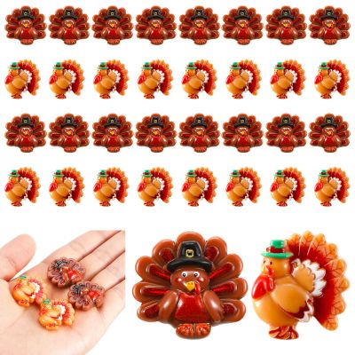 Cinnvoice 60 Pcs Turkey Charms Thanksgiving Turkey Craft Kit Resin Turkey for Thanksgiving Resin Flatback Craft Embellishment Hairpin Decoration Accessories for Thanksgiving DIY Craft Making