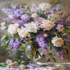 Walluminati Cross Stitch Kits Stamped Full Range of Embroidery Starter Kits for Beginners DIY 11CT 3 Strands(Purple Flower Bouquet,16x20inch) view 1