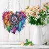 DIY Dotted Diamond Pendant, PVC Diamond Art Painting Creative Design Round Pendant Window Pendants Home Garden Wall Decor (Double-Sided Pattern, Single-Sided Dotted Diamond)-#34-Heart view 2
