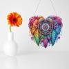 DIY Dotted Diamond Pendant, PVC Diamond Art Painting Creative Design Round Pendant Window Pendants Home Garden Wall Decor (Double-Sided Pattern, Single-Sided Dotted Diamond)-#34-Heart view 4