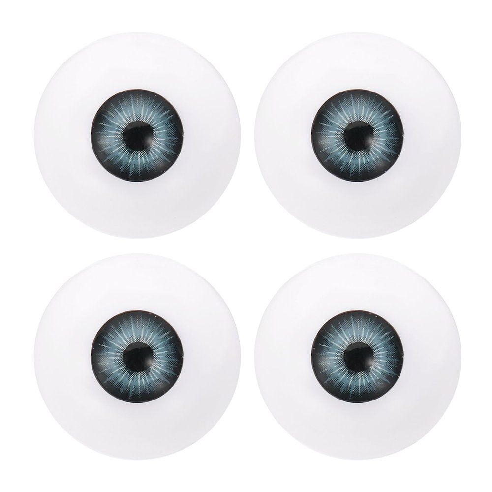 PATIKIL 30mm Doll Eyes,2 Pair Realistic Acrylic Eyes Plastic Half Eyeballs for Dolls Masks Halloween Props Art Craft, Blue Gray
