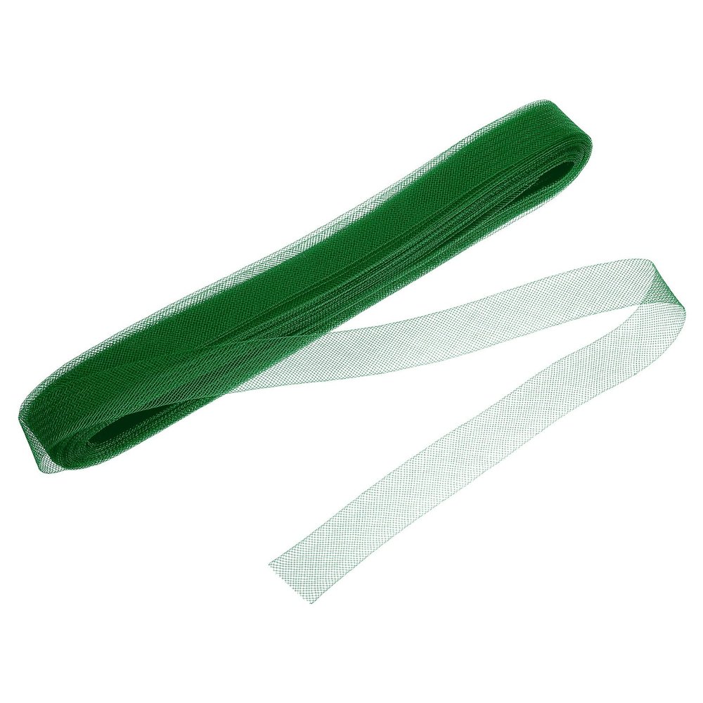 uxcell 25 Yards 1 Inch Wide Polyester Horsehair Braid, 1 Roll Stiff Horsehair Braid for Polyester Boning Sewing Wedding Dance Dress Skirt Hat Trimming Accessories, Dark Green