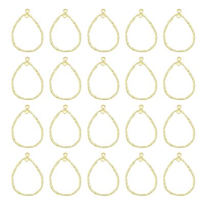 PATIKIL Open Bezels for Resin, 30 Pcs Alloy Hollow Double Hanging Water Drop Open Back Frame Pendants DIY for Necklace, Bracelet, Earring Making and Crafting, Gold Tone