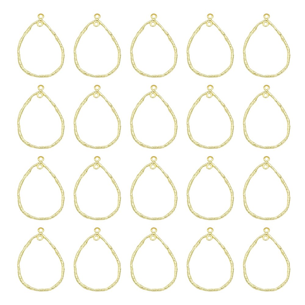 PATIKIL Open Bezels for Resin, 30 Pcs Alloy Hollow Double Hanging Water Drop Open Back Frame Pendants DIY for Necklace, Bracelet, Earring Making and Crafting, Gold Tone
