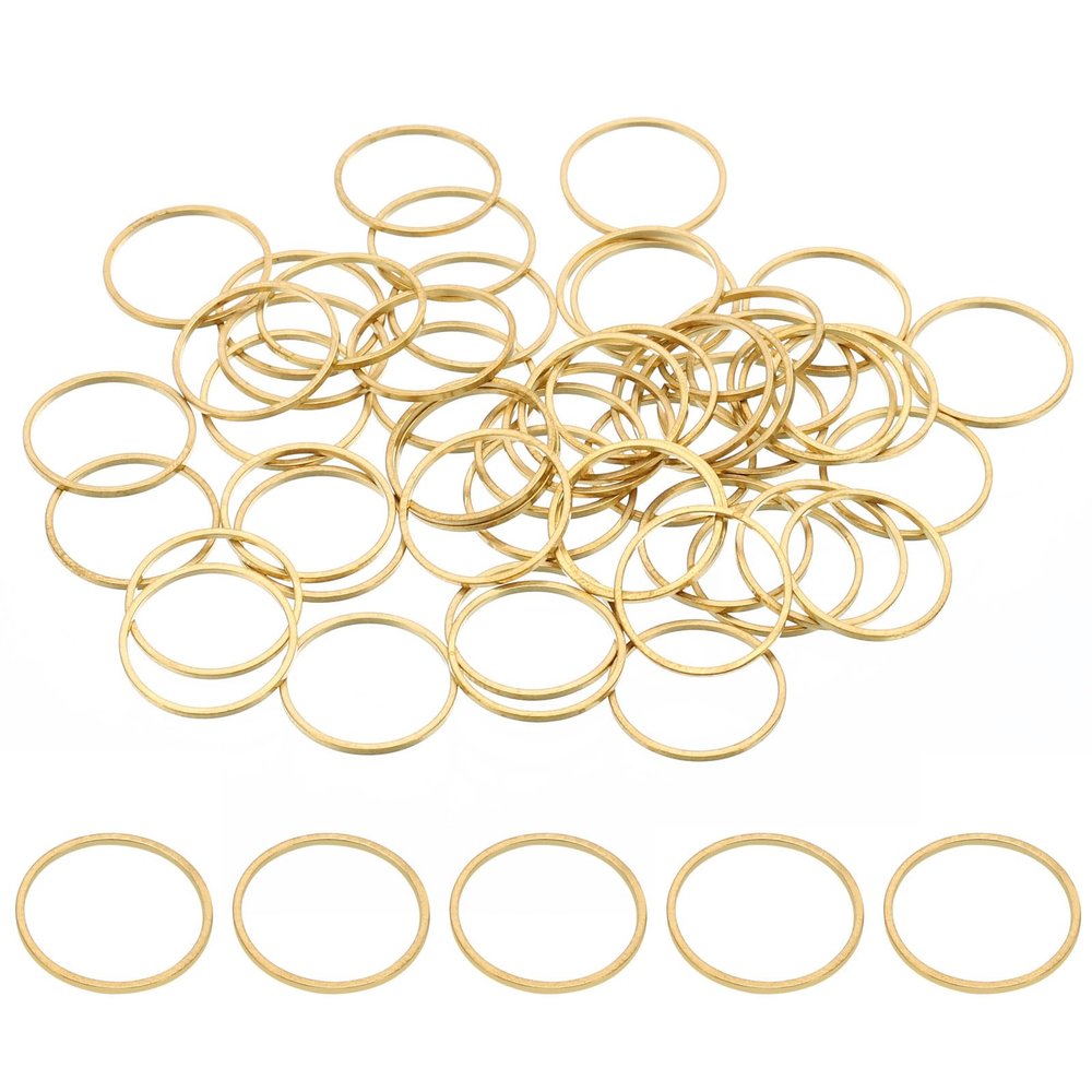 PATIKIL 15mm OD x 13.5mm ID Earring Beading Hoop, 50Pcs Solid Copper Beading Finding Ring
