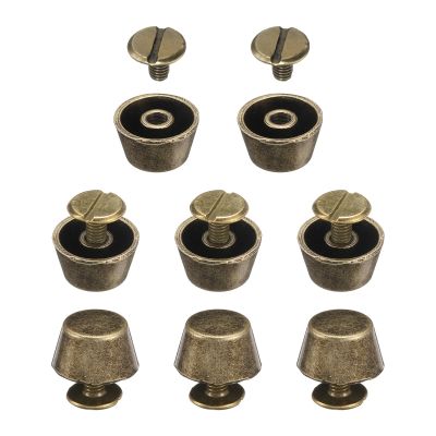 HARFINGTON 8 Set Rivets Stud Handbag Purse Feet 1/2" Flat Head Studs Screw Back Spikes Alloy Rivets Buckle Leathercraft for Leather Bag Totes Clothing DIY, Bronze