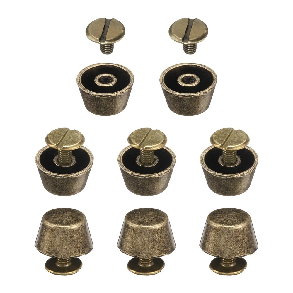 HARFINGTON 8 Set Rivets Stud Handbag Purse Feet 1/2" Flat Head Studs Screw Back Spikes Alloy Rivets Buckle Leathercraft for Leather Bag Totes Clothing DIY, Bronze