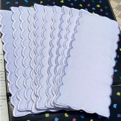 11 pcs 18 Count Pure White Scallop Embroidery Edged Blank Cross Stitch Bookmark for DIY,aida Fabric Edged Cross Stitch Book Mark Blank