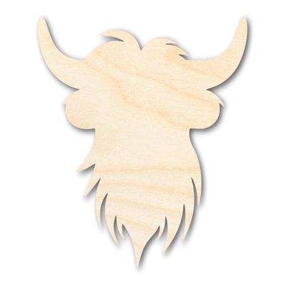 Unfinished Wood Highland Cow Head Shape | DIY Craft Cutout | up to 46" DIY 16" / 1/8"