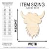 Unfinished Wood Highland Cow Head Shape | DIY Craft Cutout | up to 46" DIY 16" / 1/8" view 2